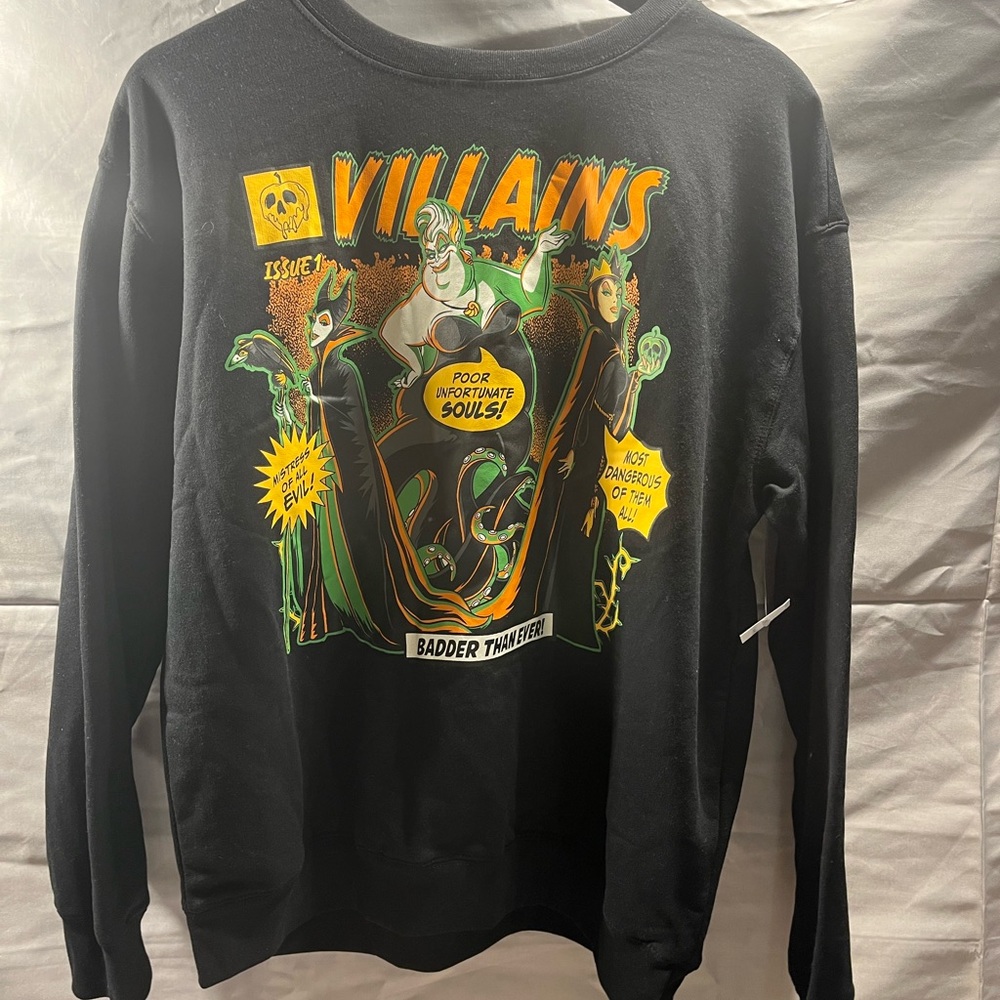 Disney Villains Comic Book Sweatshirt L Villain Era Gothic NWT Cartoon Graphic